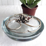 Sterling Silver Crystal Danish Modern Bowl 1950s Signed DGH Dansk Guld Handwerk