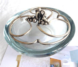 Sterling Silver Crystal Danish Modern Bowl 1950s Signed DGH Dansk Guld Handwerk