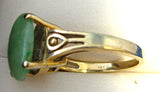Ring 14k Gold Apple Green Jade Natural 3 Carats 1970s Oval Chinese Jadeite