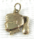 Ponytail Girl 14kt Solid Gold Charm Pendant USA 2.3 Grams 1950s 14k Little Girl Profile