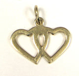Charm 14kt Gold Hearts Love Token Solid 1950s Vintage Entwined Hearts Pendant