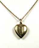 Engraved Puffy Heart 14kt Gold Pendant Necklace Small 1950s Heart Valentine
