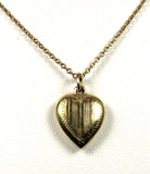 Engraved Puffy Heart 14kt Gold Pendant Necklace Small 1950s Heart Valentine