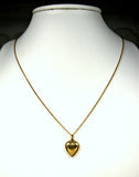 Engraved Puffy Heart 14kt Gold Pendant Necklace Small 1950s Heart Valentine