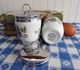 Royal Worcester June Garland Egg Coddler Pair King Double 2 Egg Size Floral 1950s