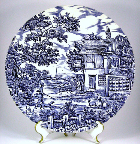 Myott The Hunter Blue Transfer Dinner Plate Ironstone Blue Transferware 1950s