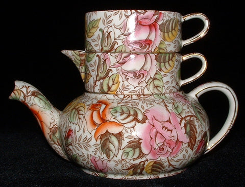 Royal Winton Grimwades Winifred Chintz Stacking Teapot Cream Sugar 1950s