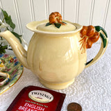 Royal Winton Grimwades Hibiscus Teapot Tiger Lily Tea Pot Flower Handle 1930s