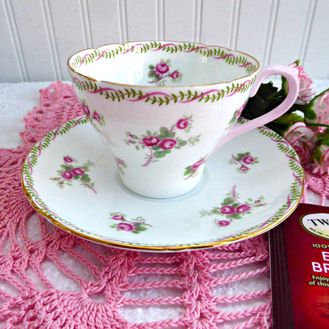 Bridal Rose Shelley Cup And Saucer Rose Spray New Cambridge 1950s