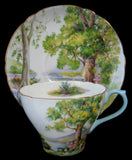 Shelley Woodland Cup and Saucer Cambridge Shape Landscape Teacup 1950s