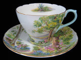 Shelley Woodland Cup and Saucer Cambridge Shape Landscape Teacup 1950s
