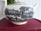 Teapot Wedgwood Lugano Black Transferware 1960s Afternoon Tea 1950s