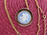 Cupid Wedgwood Necklace Pin Convertible Blue And White Jasper Cupid 1950s GF