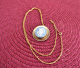 Cupid Wedgwood Necklace Pin Convertible Blue And White Jasper Cupid 1950s GF