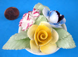 Bone China Roses Staffordshire Posy Flower Bowl Hand Made 1950s Paperweight