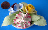 Bone China Roses Staffordshire Posy Flower Bowl Hand Made 1950s Paperweight