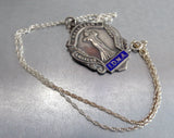 English Hallmarked Fob Medal Sterling Silver Waltz Dance Necklace 1952 IDMA