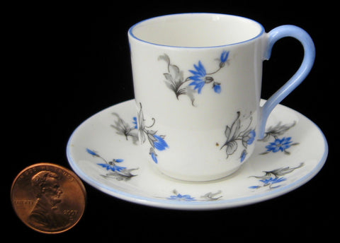 Shelley Miniature Cup And Saucer Blue Charm Canterbury Shape 1956-1966