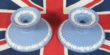 Pair of Candle Holders Wedgwood Blue Jasperware 1959 Dining Tea Party