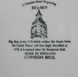 Blue Transferware Big Ben Commemorative Plate 1959 Johnson Brothers