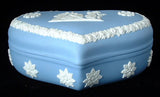 Wedgwood Jasperware Heart Shape Lidded Box Group With Cage 1960s
