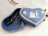 Wedgwood Jasperware Heart Shape Lidded Box Group With Cage 1960s