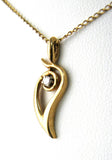 Necklace 14kt Gold Diamond Tear Shape Pendant 14kt Gold Chain USA 1960s Estate