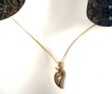 Necklace 14kt Gold Diamond Tear Shape Pendant 14kt Gold Chain USA 1960s Estate
