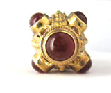 Italian Etruscan Charm 18kt Gold Carnelians 1960s 18k Gold Hand Made Italy