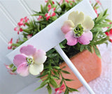 Earrings Bone China Pink Yellow Flower Rose Posy Vintage 1960s Hand Made