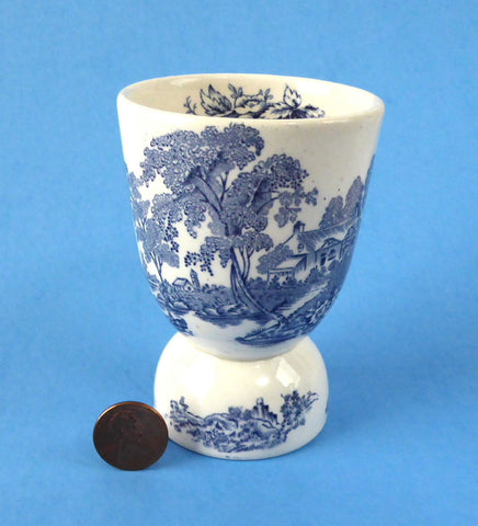 Eggcup Blue Transferware Toile England Egg Cup Double Ironstone 1960s