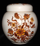 Sadler Tea Caddy Fall Colors Ginger Jar Flowers Foliage 1960s Ceramic Tea Canister