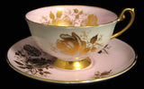 Gorgeous Shelley Cup and Saucer Lilac Pink Gold Rose Lincoln England 1960s