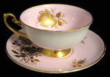 Gorgeous Shelley Cup and Saucer Lilac Pink Gold Rose Lincoln England 1960s