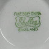 Shelley Green Combo Georgian Flora Lincoln Cup And Saucer Gold Overlay