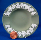 Pair Wedgwood Green Jasperware England Ashtrays Grapevine Dishes English 1960s