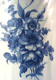 Blue Transferware Pitcher Jug 8 Inches Floral England 1950s Blue and White