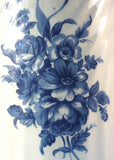 Staffordshire Pitcher Jug Blue Transferware 7 Inches Floral England 1950s