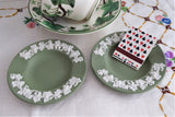 Pair Wedgwood Green Jasperware England Ashtrays Grapevine Dishes English 1960s