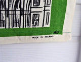Tea Towel Irish Linen Royal College Holloway London Banner 1969 Green