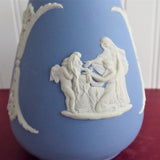 Wedgwood Blue and White Jasperware Vase Cupid Aurora And Chariot Jasper 1969