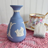 Wedgwood Blue and White Jasperware Vase Cupid Aurora And Chariot Jasper 1969