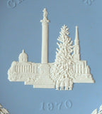 Trafalgar Square Blue White 1970 Jasperware Christmas Plate Wedgwood Holiday London