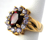 Cluster Ring Garnet 12 Tanzanites 10kt Gold 1970s Engagement January Birthstone 10k