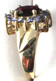 Cluster Ring Garnet 12 Tanzanites 10kt Gold 1970s Engagement January Birthstone 10k
