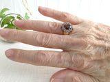 Cluster Ring Garnet 12 Tanzanites 10kt Gold 1970s Engagement January Birthstone 10k