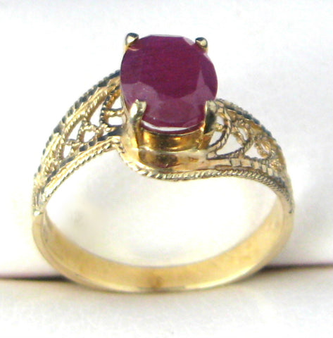 Ruby Ring 10kt Gold Filigree Genuine Engagement Ring July Birthstone 1970s