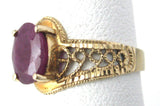 Ruby Ring 10kt Gold Filigree Genuine Engagement Ring July Birthstone 1970s