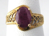 Ruby Ring 10kt Gold Filigree Genuine Engagement Ring July Birthstone 1970s