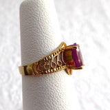 Ruby Ring 10kt Gold Filigree Genuine Engagement Ring July Birthstone 1970s